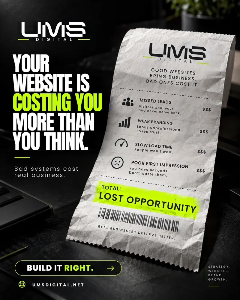 UMS Digital ad styled as a receipt totalling lost opportunity