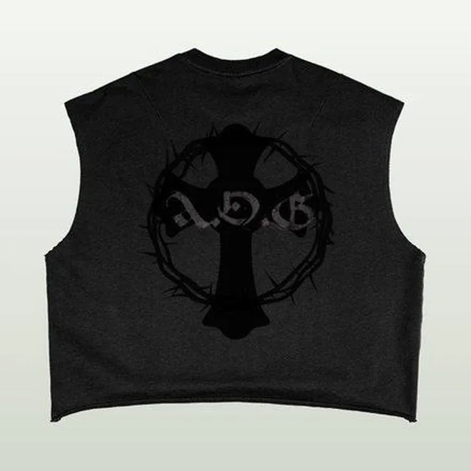 Armor of God cut-off with tonal cross back print