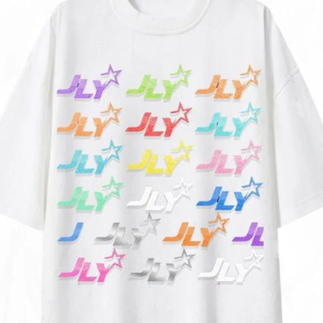 JLY tee with repeating gradient logo print