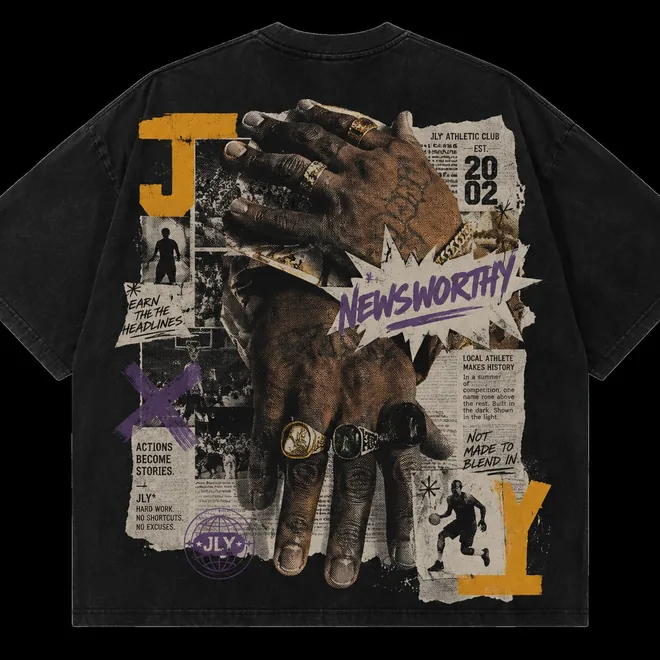 JLY Newsworthy tee with a collage back print