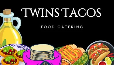 Twins Tacos business card, illustrated front