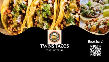 Twins Tacos photo-led business card front