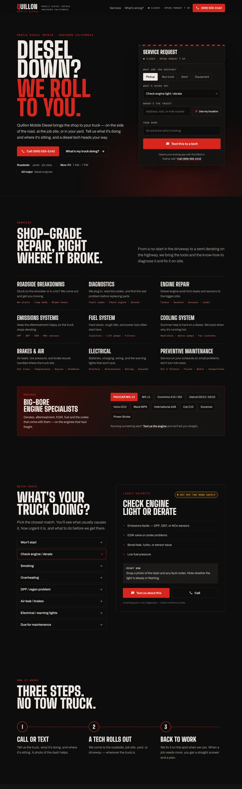 Concept mockup: diesel repair shop website by UMS Digital