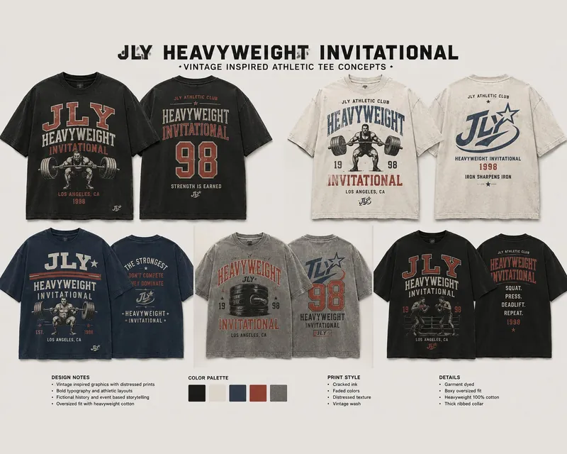 JLY Heavyweight Invitational tee concepts in five colorways