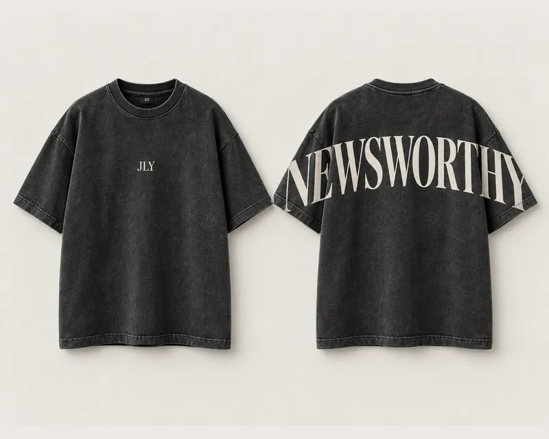 JLY Newsworthy washed tee, front and back