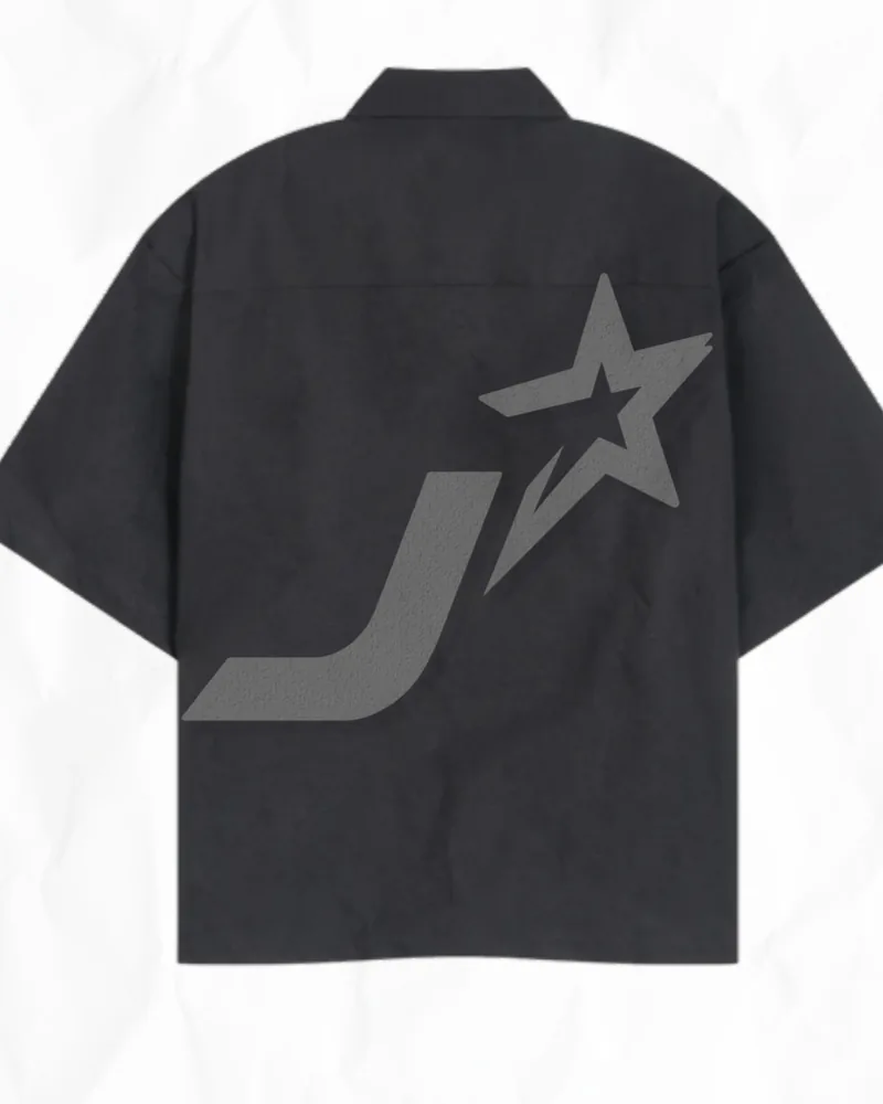 JLY button-up work shirt with a tonal J-star back print
