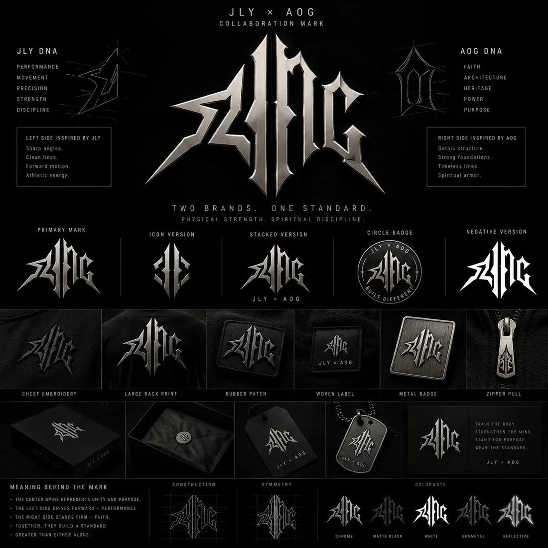 JLY x AOG collaboration mark board with versions and colorways