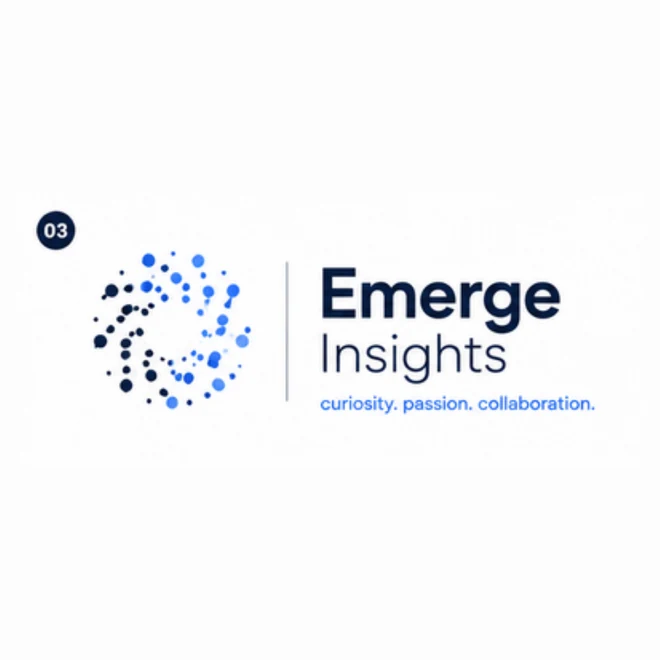 Emerge Insights logo concept 03, a circle of dots