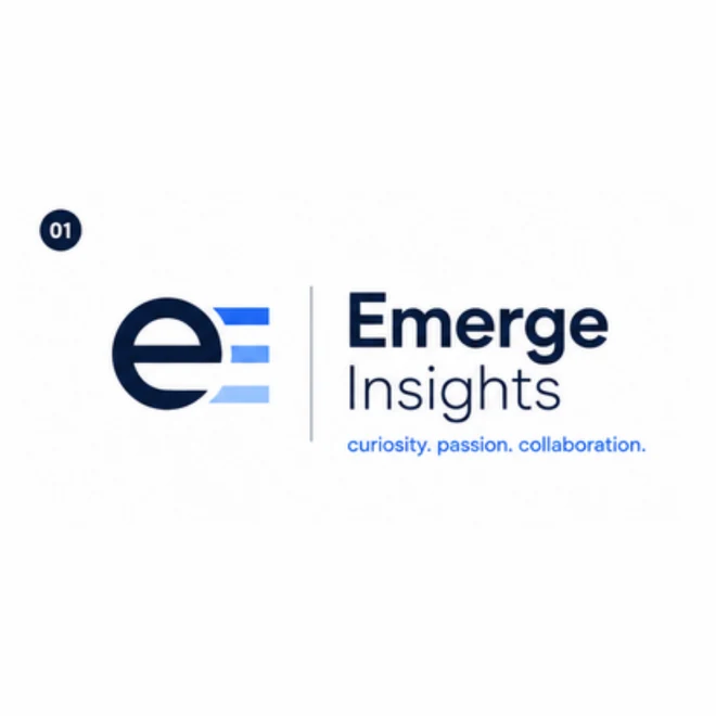 Emerge Insights logo concept 01, a lowercase e with bars
